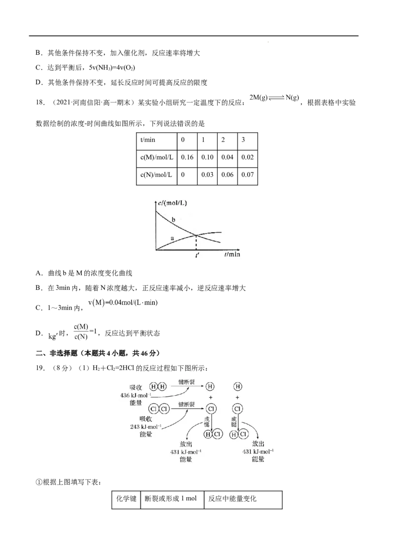第06单元化学反应与能量（A卷&bull;夯实基础）-高一化学同步单元AB卷（人教版2019必修第二册）（原卷版）_E015高中全科试卷_化学试题_必修2_2.新版人教版高中化学试卷必修二_1.单元测试