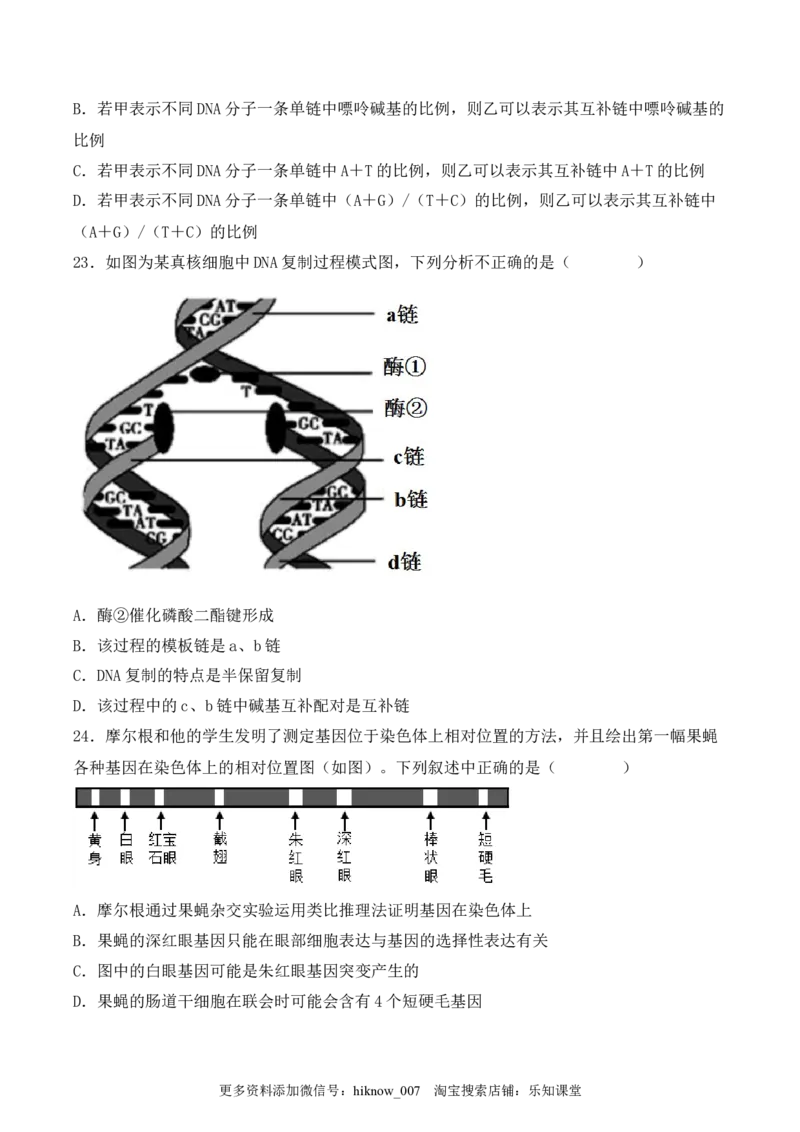 期中检测卷01（基础练）（考试范围：第1~3章）（原卷版）_E015高中全科试卷_生物试题_必修2_3.期中测试