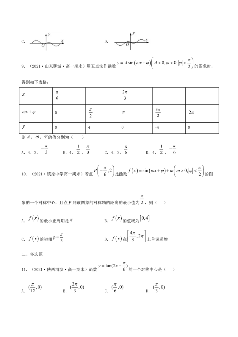 5.4三角函数的图象和性质（原卷版）_E015高中全科试卷_数学试题_必修1_02.同步练习_1.同步练习（2022-2023学年）_5.4三角函数的图象和性质（含解析）