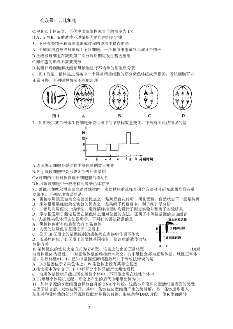 2024年春期期末高一生物参考答案_2024-2025高一（7-7月题库）_2024年8月试卷_0804河南省南阳市2023-2024学年高一下学期期末质量评估