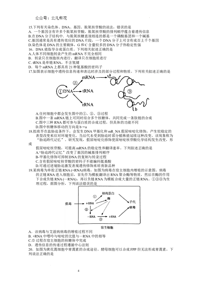 2024年春期期末高一生物参考答案_2024-2025高一（7-7月题库）_2024年8月试卷_0804河南省南阳市2023-2024学年高一下学期期末质量评估