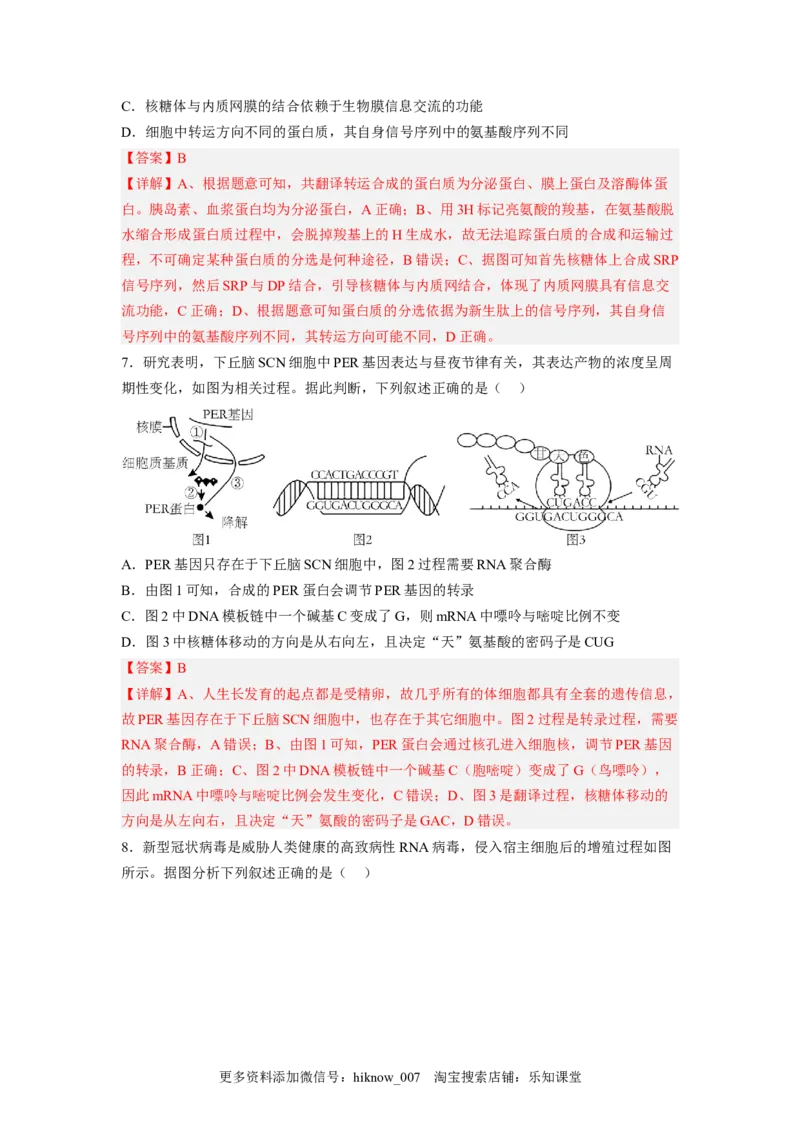 4.1基因指导蛋白质的合成（解析版）_E015高中全科试卷_生物试题_必修2_2.同步练习_2、课后培优练2023_4.1+基因指导蛋白质的合成-2022-2023学年高一生物课后培优分级练（人教版2019必修2）