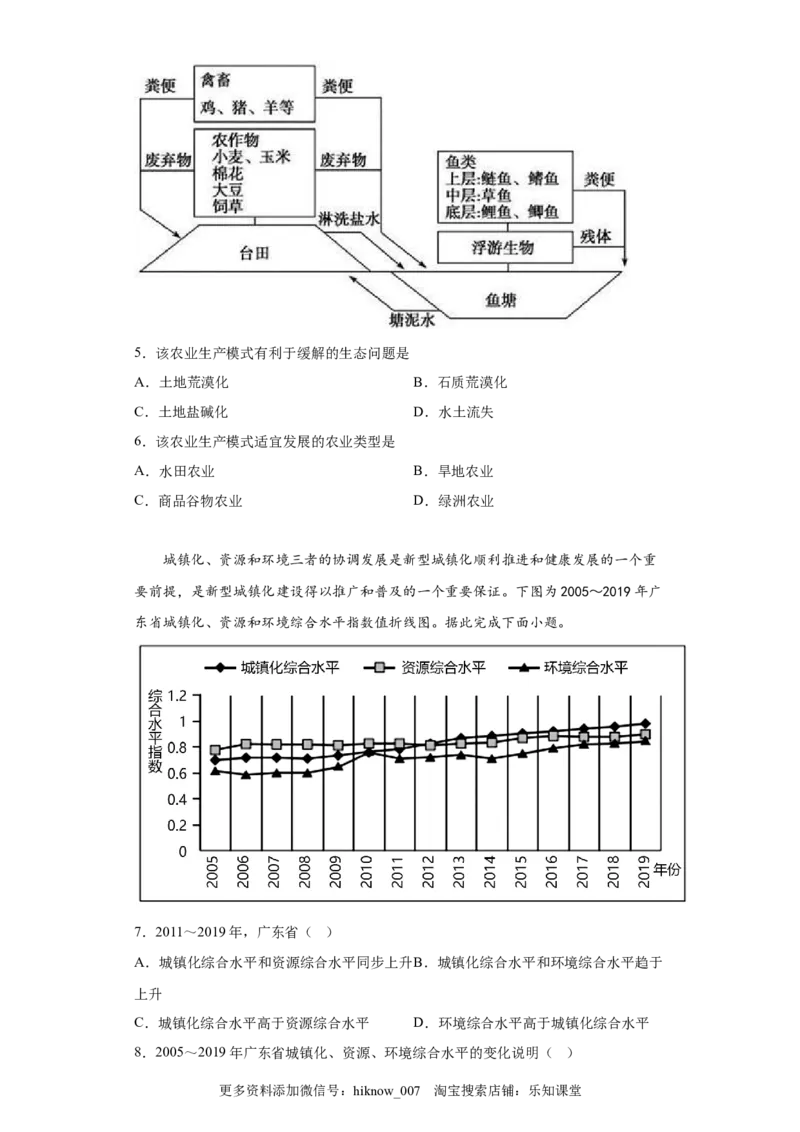 必修第二册第五章过关测试（含解析）_E015高中全科试卷_地理试题_必修2_1.单元测试_单元测试2023年（第一套）
