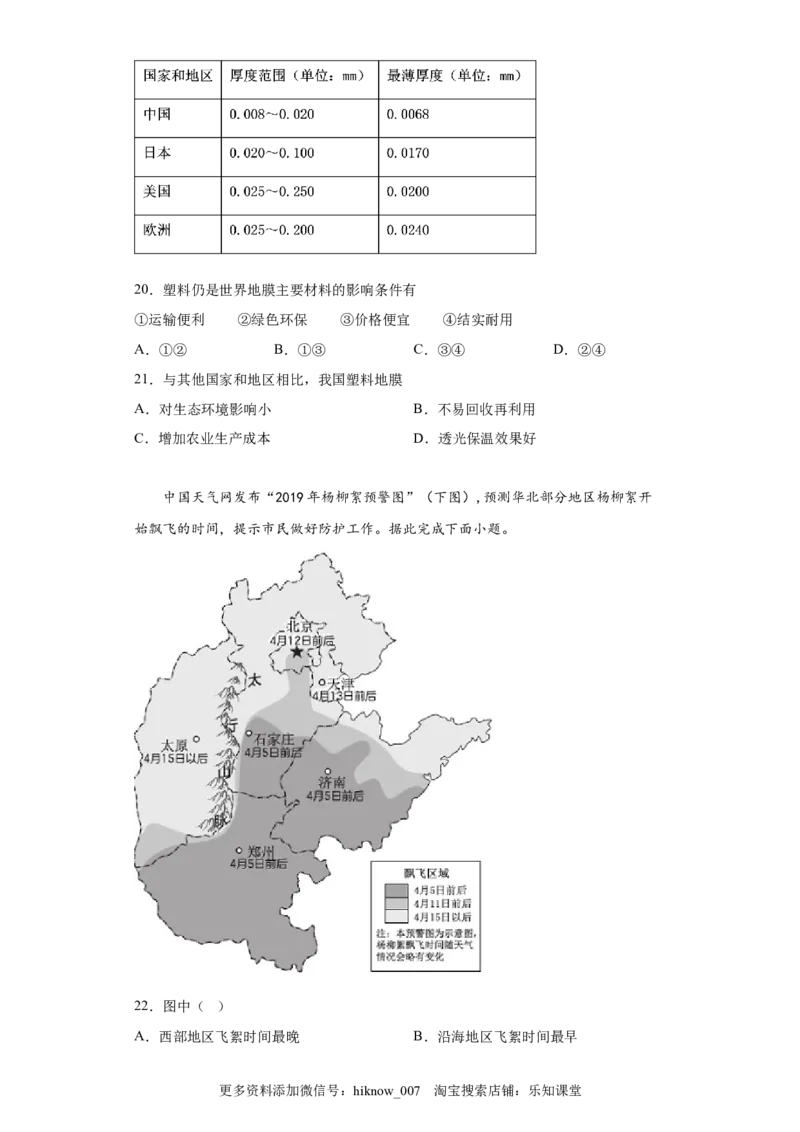 必修第二册第五章过关测试（含解析）_E015高中全科试卷_地理试题_必修2_1.单元测试_单元测试2023年（第一套）