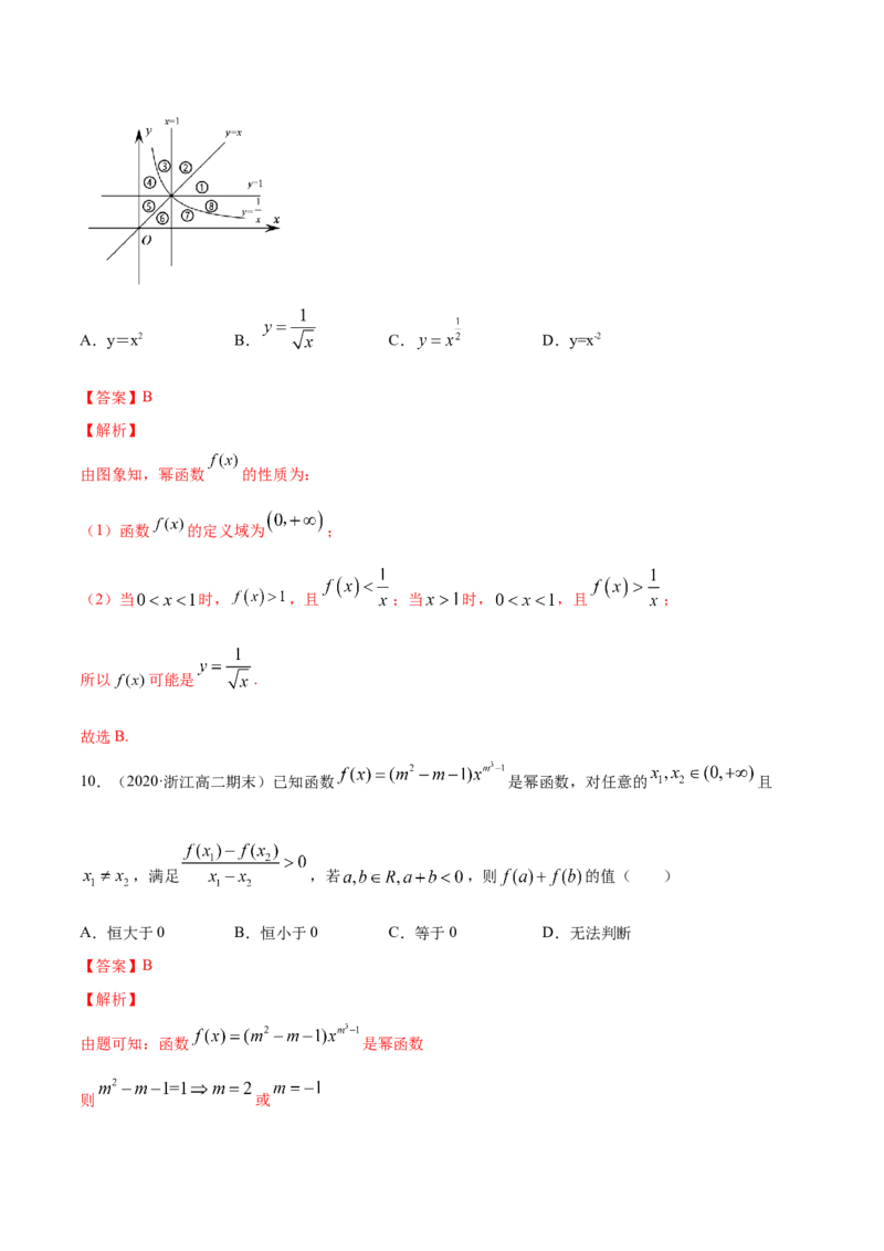 3.3幂函数（解析版）_E015高中全科试卷_数学试题_必修1_02.同步练习_4.同步练习（第四套）_3.3幂函数