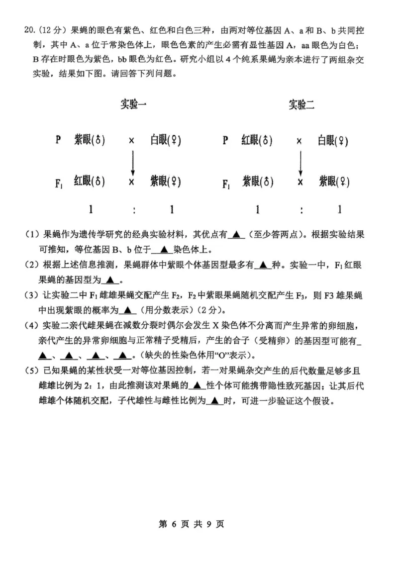 江苏省徐州市铜山区2024-2025学年高一下学期4月期中考试生物PDF版含答案_2024-2025高一（7-7月题库）_2025年05月试卷_0514江苏省徐州市铜山区2024-2025学年高一下学期4月期中考试
