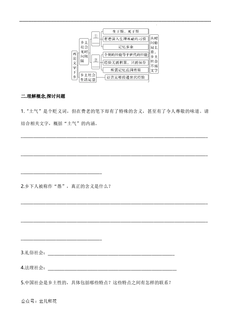 原著及批注与练习（第1-3章）-高中语文《乡土中国》整本书阅读精批细读（统编版）教师版_2024-2025高一（7-7月题库）_2024年7月试卷
