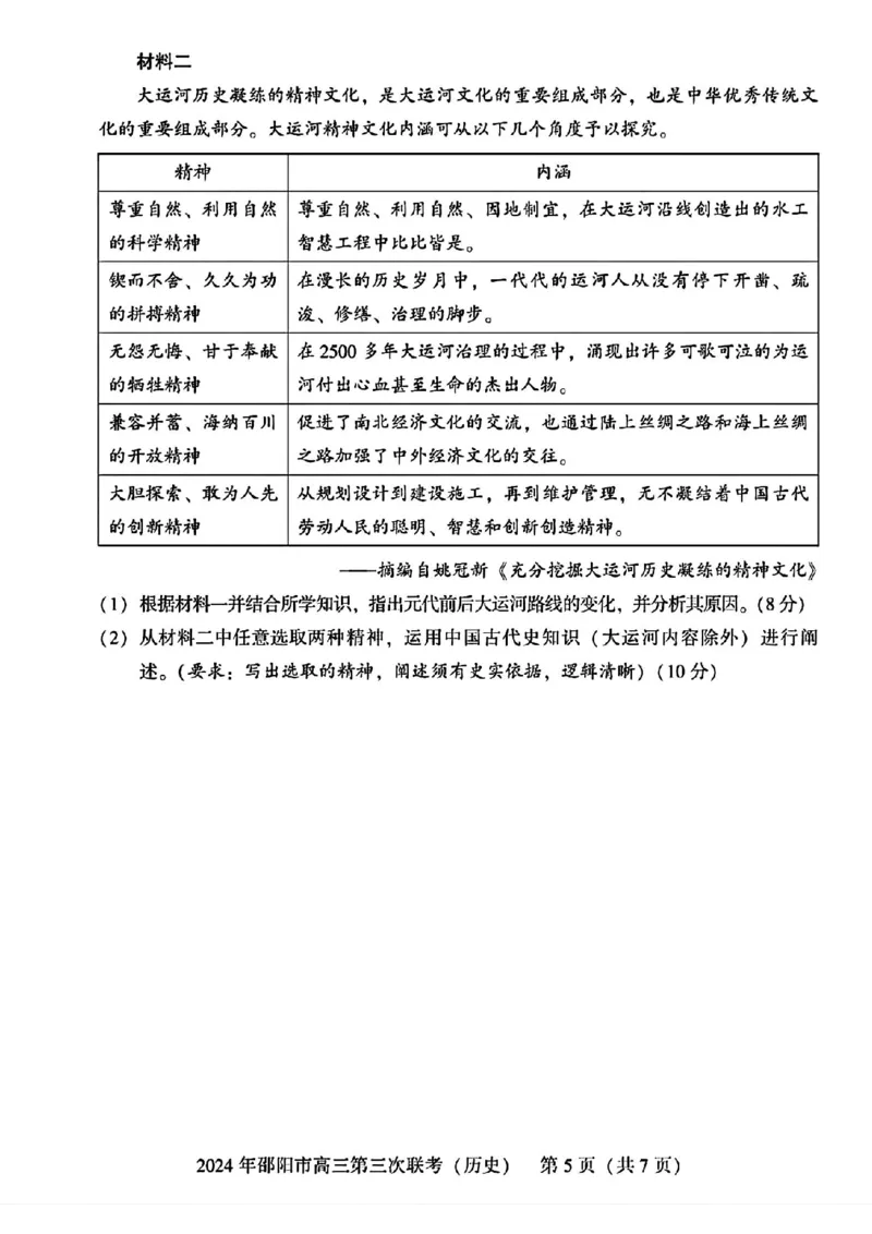 历史试卷_2024年5月_01按日期_28号_2024届湖南省邵阳市高三年级第三次联考_湖南省2024届邵阳市高三年级第三次联考历史