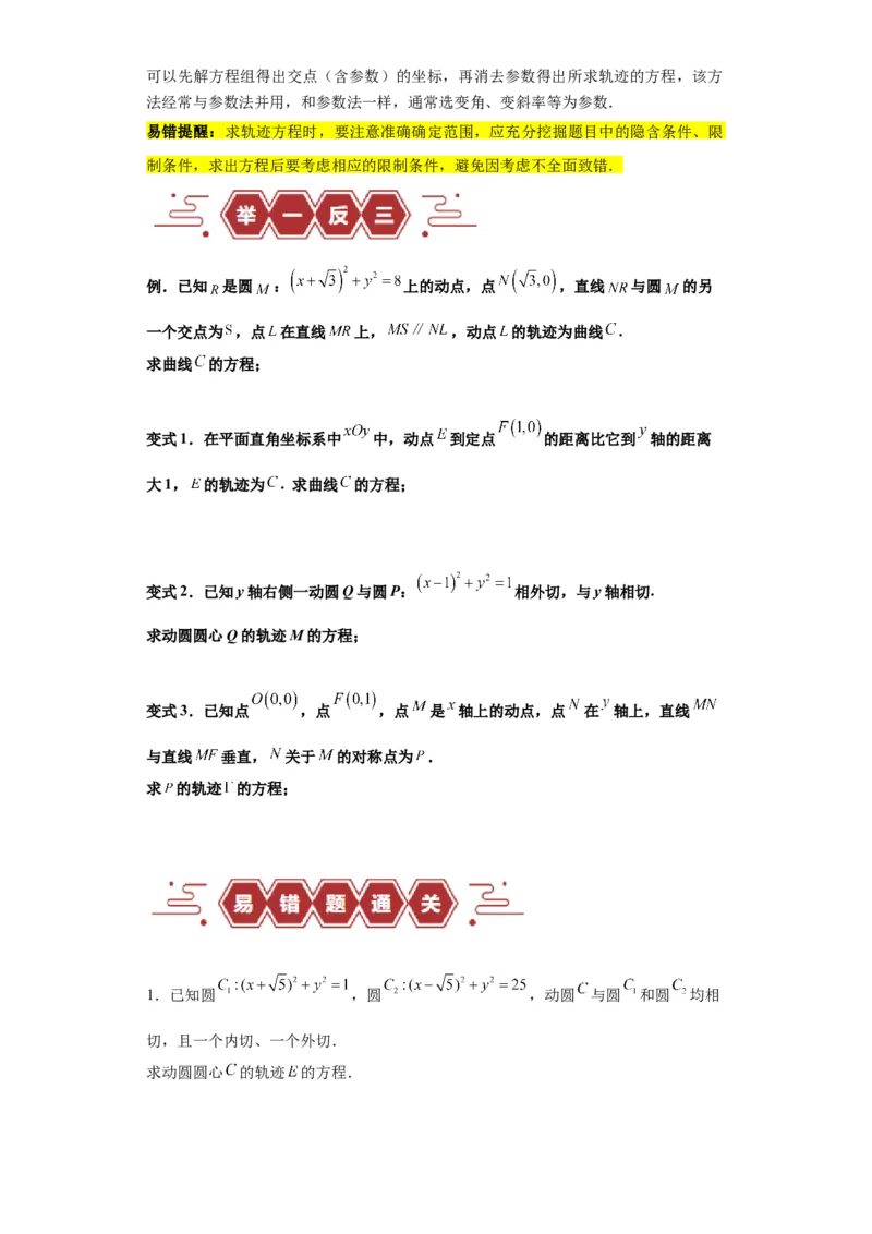 专题11圆锥曲线（4大易错点分析+解题模板+举一反三+易错题通关）-备战2024年高考数学考试易错题（新高考专用）（原卷版）_2024年3月_02按日期_16号