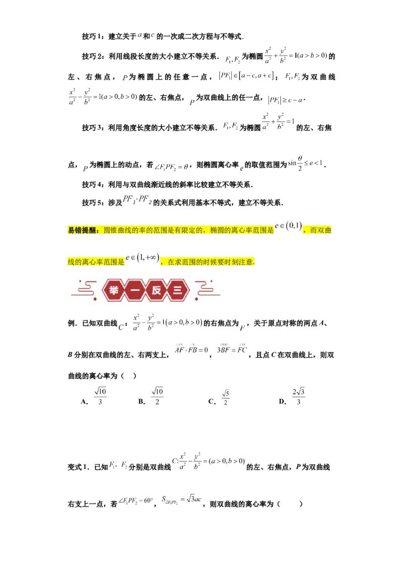 专题11圆锥曲线（4大易错点分析+解题模板+举一反三+易错题通关）-备战2024年高考数学考试易错题（新高考专用）（原卷版）_2024年3月_02按日期_16号