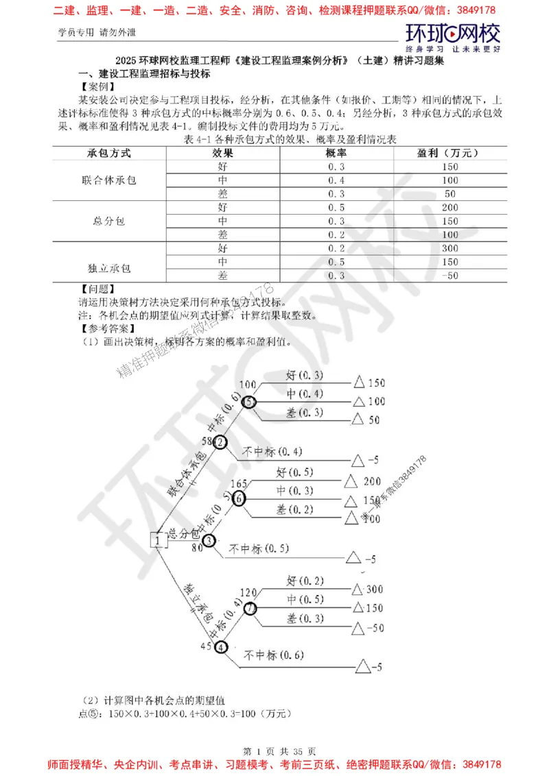2025环球网校监理工程师《建设工程监理案例分析》（土建）精讲习题集_监理工程师_2025监理工程师_2025年监理工程师SVIP_2025年监理土建案例SVIP