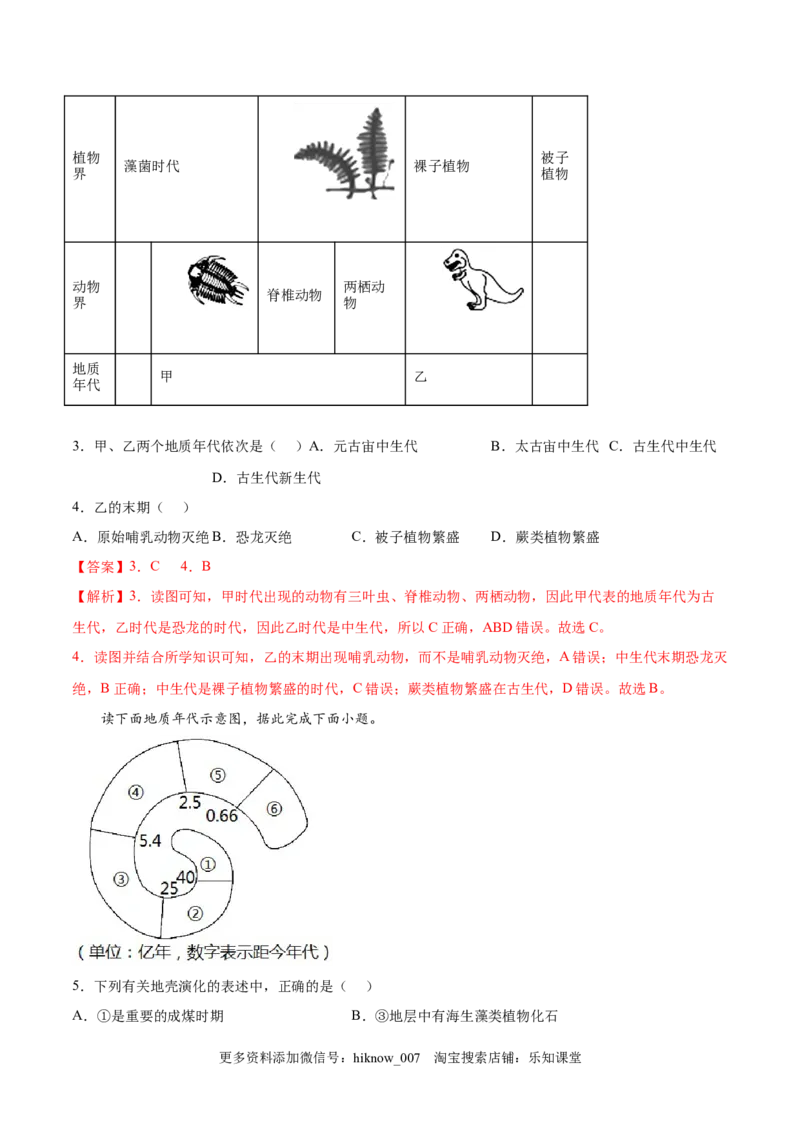 第03练地球的历史-课后追踪2022-2023学年高一地理上册同步课后练（人教版2019必修第一册）（解析版）_E015高中全科试卷_地理试题_必修1_2.同步练习_课后培优练2023年（第一套）