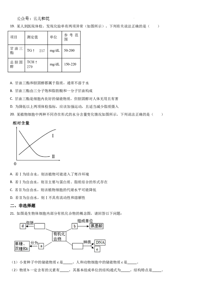 吉林省通化市梅河口市第五中学2024-2025学年高一上学期9月月考生物试题_2024-2025高一（7-7月题库）_2024年10月试卷_1004吉林省通化市梅河口市第五中学2024-2025学年高一上学期9月月考
