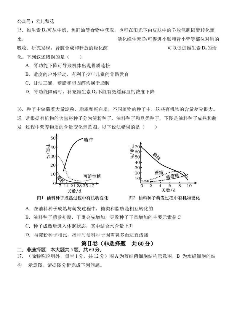 广西壮族自治区贵百河-武鸣高中2024-2025学年高一上学期10月月考试题生物Word版含解析_2024-2025高一（7-7月题库）_2024年11月试卷