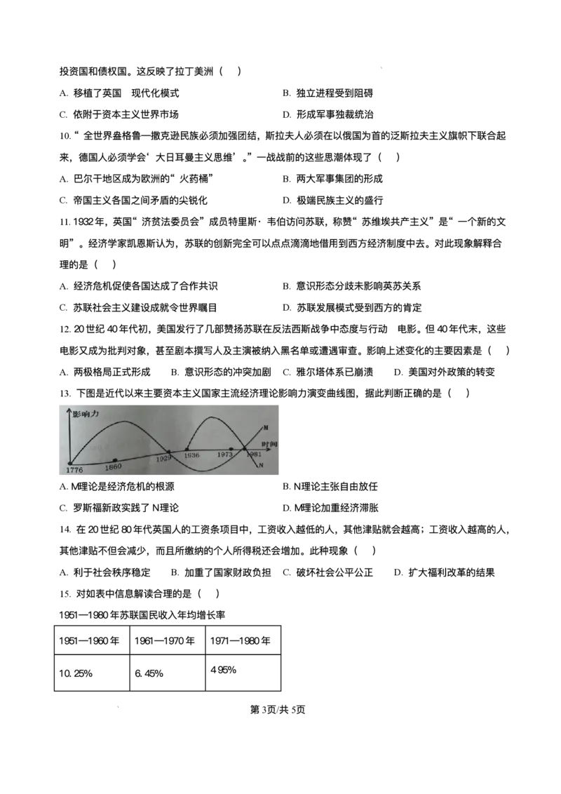 四川省广元市2024-2025学年高一下学期期末教学质量监测历史试题_2024-2025高一（7-7月题库）_2025年7月_250720四川省广元市2025年春季普通高中一年级期末教学质量监测
