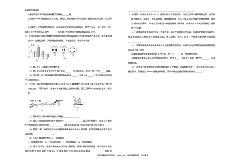 原创（新教材）2022-2023学年下学期高一期末备考金卷生物学生版_E015高中全科试卷_生物试题_必修2_4.期末试卷_原创（新教材）2022-2023学年下学期高一期末备考金卷生物