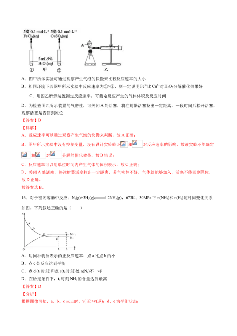 专题06化学反应的速率和限度专项训练-高一化学下学期期中专项复习（人教版2019必修第二册）（解析版）_E015高中全科试卷_化学试题_必修2_2.新版人教版高中化学试卷必修二