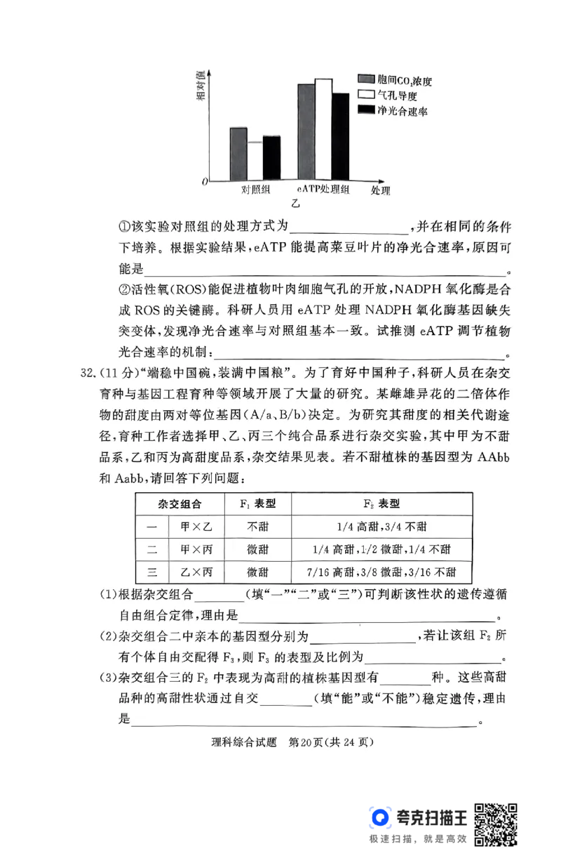 全国乙卷新课标版河南省湘豫名校联考2024届春季学期高三年级第四次模拟考试(5.15-5.16)理科综合能力测试试题+答案(1)_2024年5月_025月合集