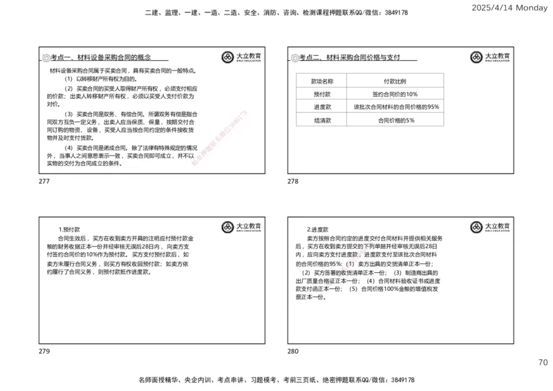 2025年监理《合同管理》冲刺（一页四个）_监理工程师_2025监理工程师_2025年监理工程师SVIP_2025年监理合同管理SVIP_04-冲刺串讲✿考点强化✿小灶集训