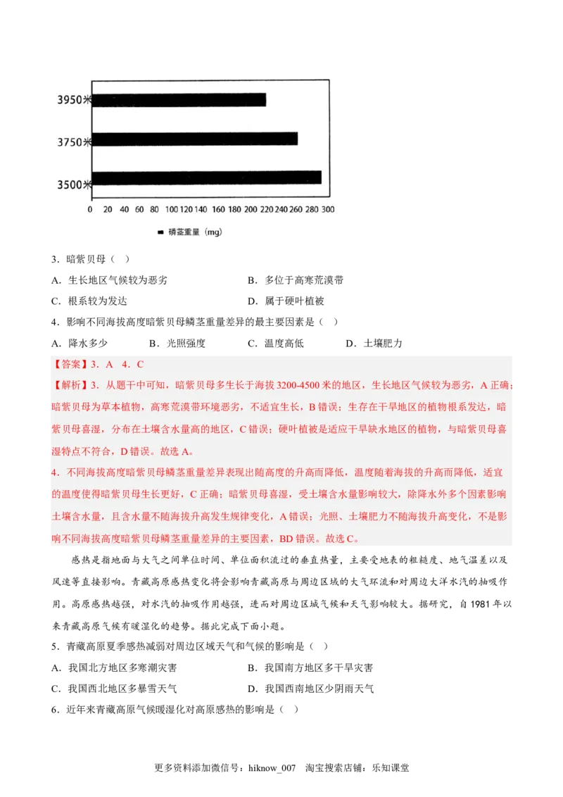 第13练植被（解析版）_E015高中全科试卷_地理试题_必修1_2.同步练习_课后培优练2023年（第一套）