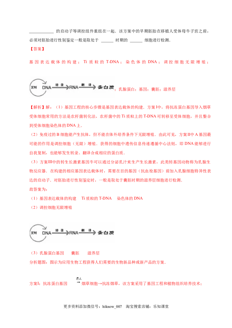 3.3基因工程的应用-2022-2023学年高二生物课后培优分级练（人教版2019选择性必修3）（解析版）_E015高中全科试卷_生物试题_选修3_2.同步练习_1.课后培优练2023