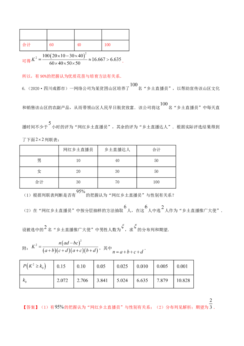 8.3分类变量与列联表（精练）（解析版）_E015高中全科试卷_数学试题_选修3_02.同步练习_同步练习（第二套）