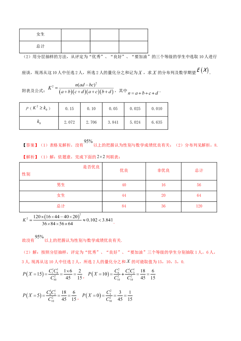 8.3分类变量与列联表（精练）（解析版）_E015高中全科试卷_数学试题_选修3_02.同步练习_同步练习（第二套）