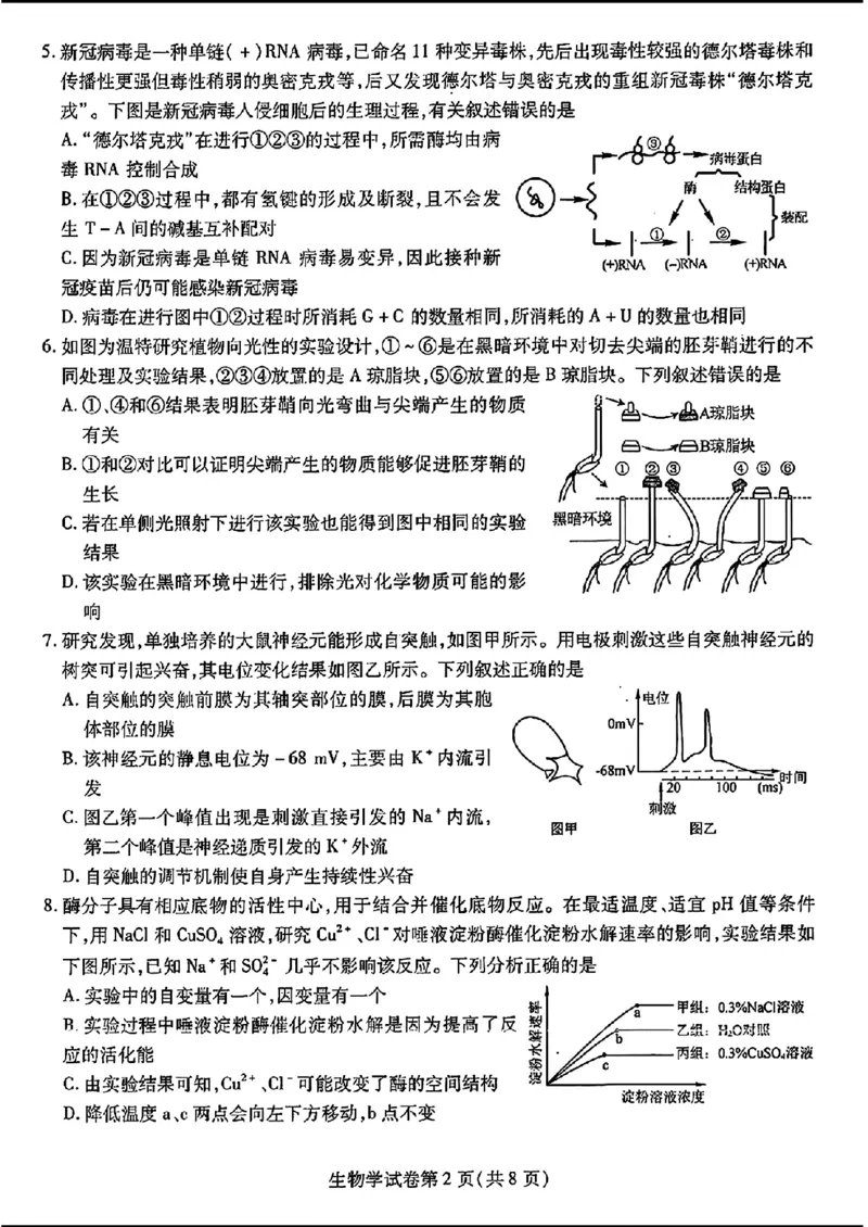 三省三校三模-生物(1)_2024年5月_025月合集_2024届东北三省三校高三下学期第三次联合模拟考试