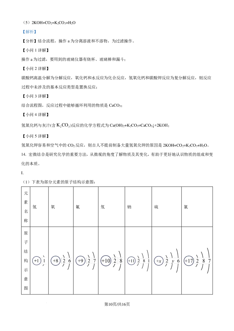 化学答案-安徽六校教育研究会2024-2025学年高一上学期新生入学素质测试_2024-2025高一（7-7月题库）_2024年9月试卷_0908安徽省六校教育研究会2024&mdash;2025学年高一上学期新生入学素质测试