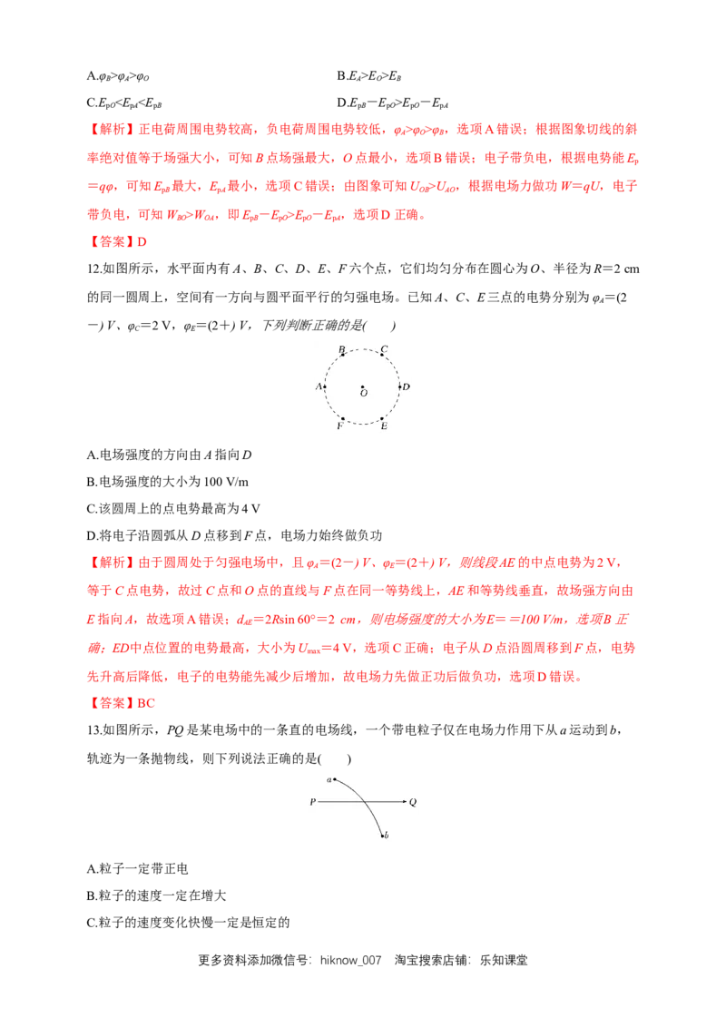 微型专题02电场能的性质（练习题）（解析版）_E015高中全科试卷_物理试题_必修3_2.同步练习_同步练习（第二套）_微型专题02电场能的性质（练习题）淘宝格致课堂（新人教版）