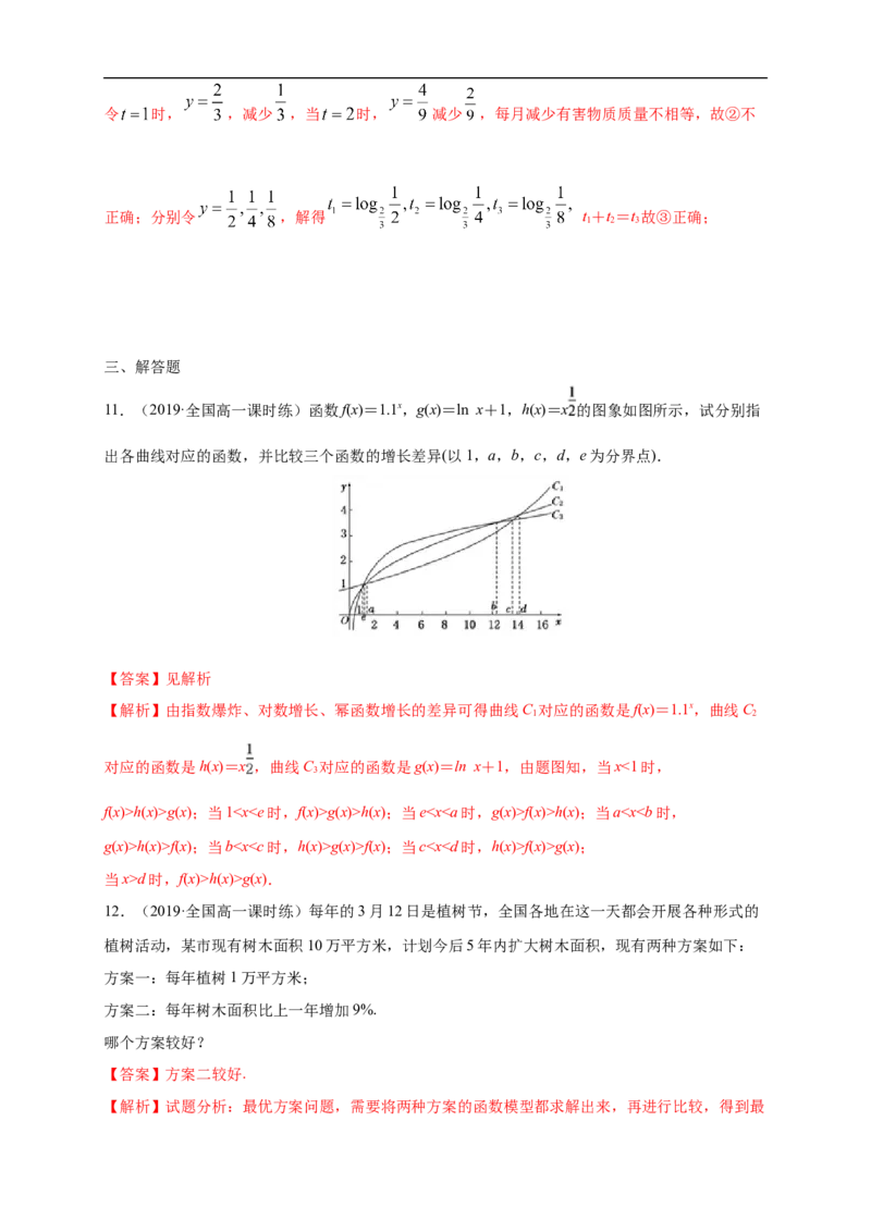 4.4.3不同增长函数的差异练习（1）（解析版）_E015高中全科试卷_数学试题_必修1_02.同步练习_2.同步练习（第二套）_同步练习配套人教A版数学_第4章指数函数与对数函数