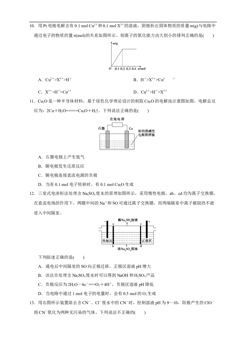 4.2.2电解原理的应用练习（原卷版）_E015高中全科试卷_化学试题_选修1_3.新版人教版高中化学试卷选择性必修1_1.同步练习_2.同步练习（第二套）_4.2.2电解原理的应用
