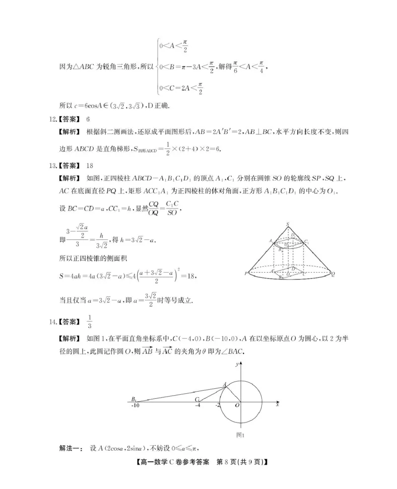 安徽省鼎尖名校2024-2025学年高一下学期5月阶段性检测数学（C）试卷（图片版，含解析）_2024-2025高一（7-7月题库）_2025年6月7.10新增