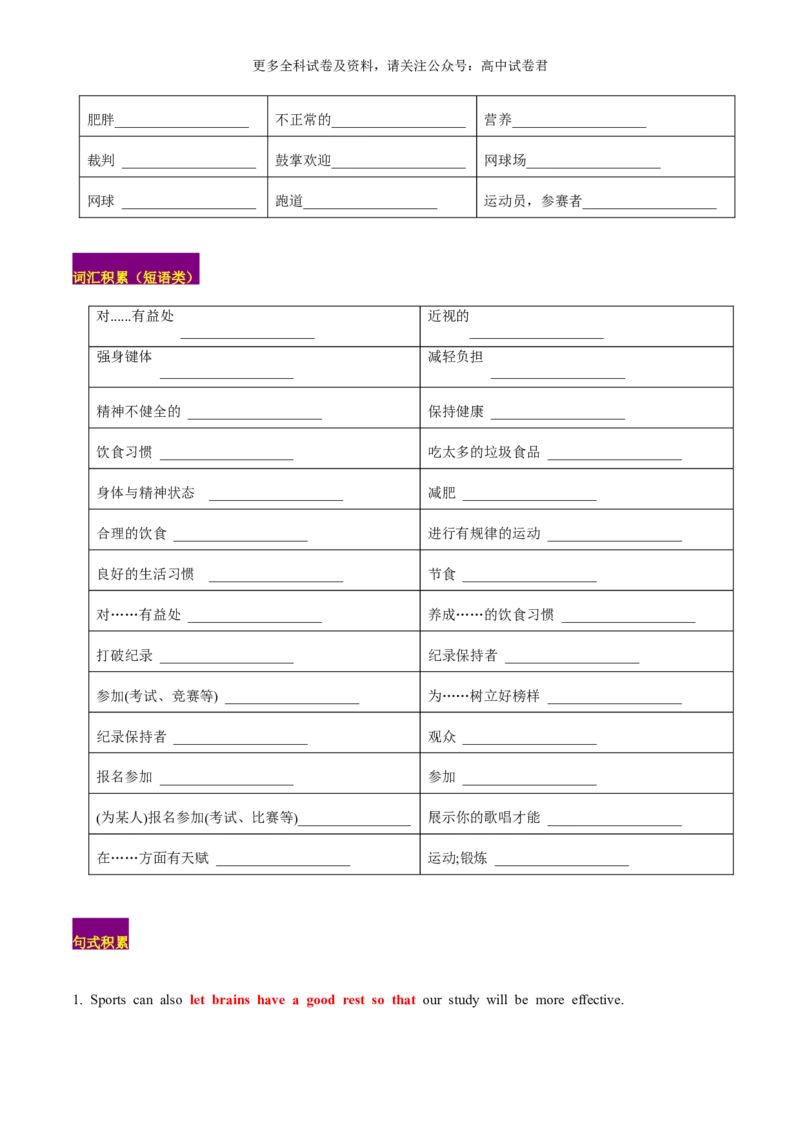 专题12文娱与体育（人与社会）-高频&middot;热点2024年高考英语话题写作通关必备攻略（原卷版）_2024年4月_其他_高频&middot;热点2024年高考英语话题写作通关必备攻略