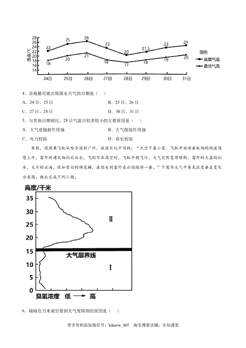 第06练大气受热过程和大气运动-课后追踪2022-2023学年高一地理上册同步课后练（人教版2019必修第一册）（原卷版）_E015高中全科试卷_地理试题_必修1_2.同步练习