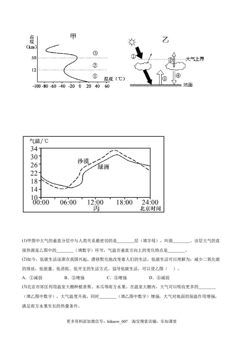 第06练大气受热过程和大气运动-课后追踪2022-2023学年高一地理上册同步课后练（人教版2019必修第一册）（原卷版）_E015高中全科试卷_地理试题_必修1_2.同步练习