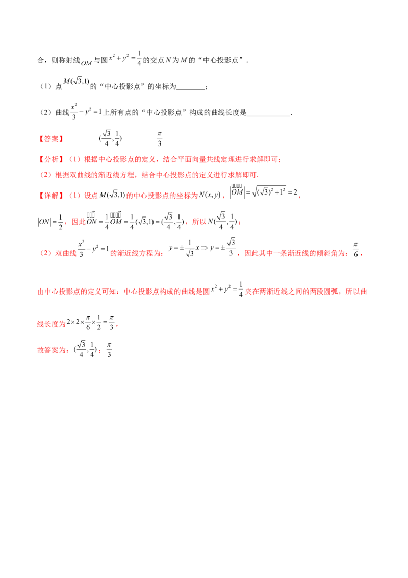 专题10解析几何专题（新定义）（解析版）(1)_2024年4月_01按日期_6号_2024届新结构高考数学合集_新高考数学创新题型微专题（数学文化、新定义）