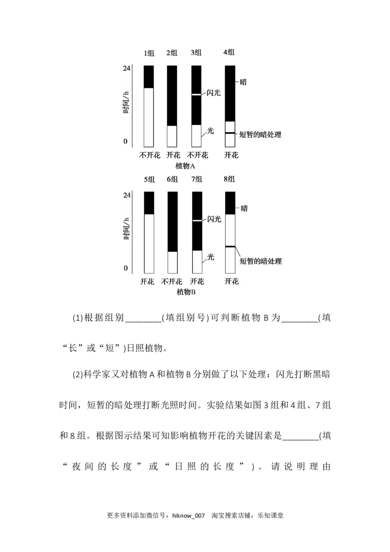 5.4环境因素参与调节植物的生命活动同步练习2022-2023学年高二上学期生物人教版选择性必修1_E015高中全科试卷_生物试题_选修1_2.同步练习_1.同步练习2023