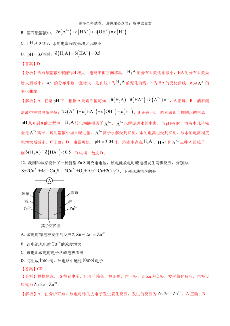 化学（九省联考真题完全解读，甘肃卷）-2024年1月&ldquo;九省联考&rdquo;真题完全解读与考后提升_2024年4月_其他_2024年1月新&ldquo;九省联考&rdquo;考后提升卷（原卷+解析）
