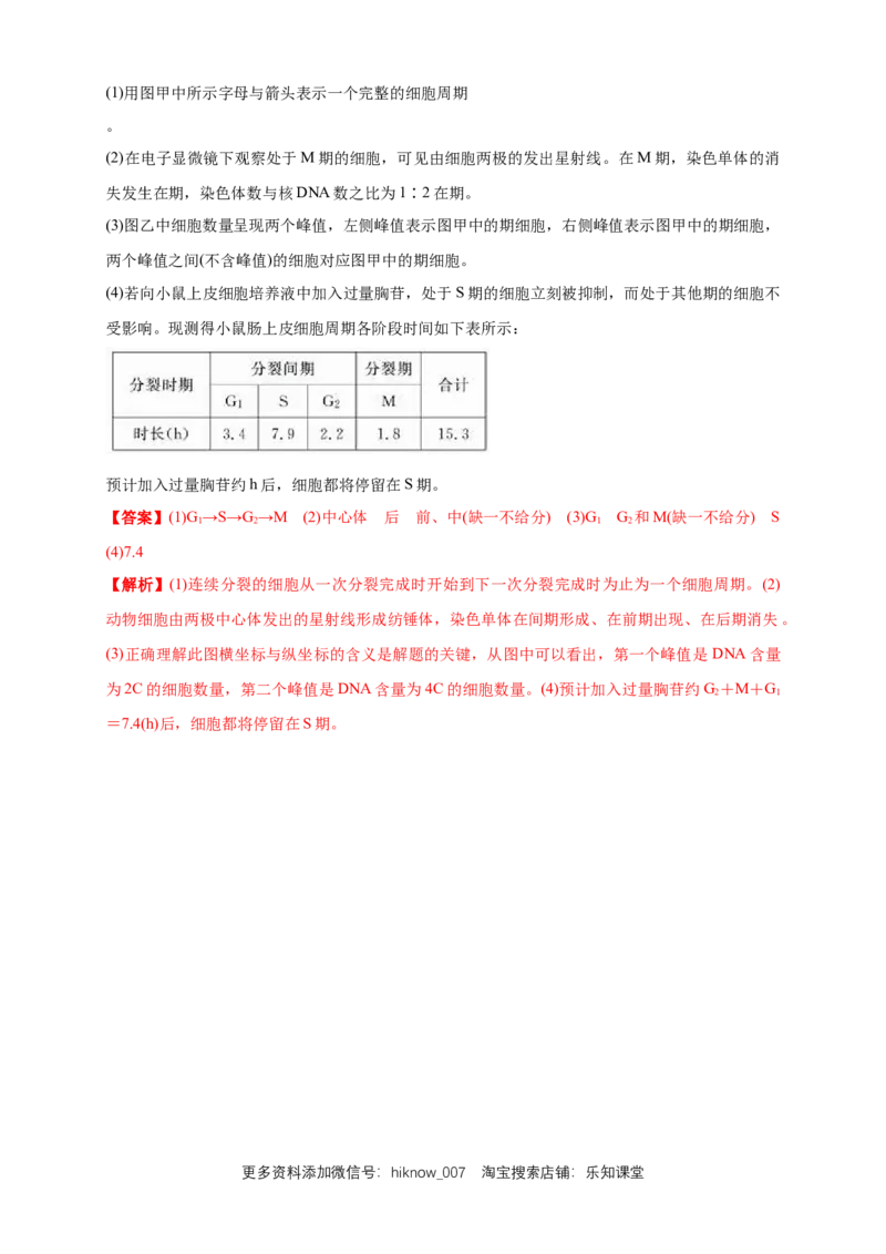 6.1.1细胞增殖练习（1）（解析版）_E015高中全科试卷_生物试题_必修1_2.同步练习_2.同步练习（第二套）_6.1.1细胞增殖练习（1）