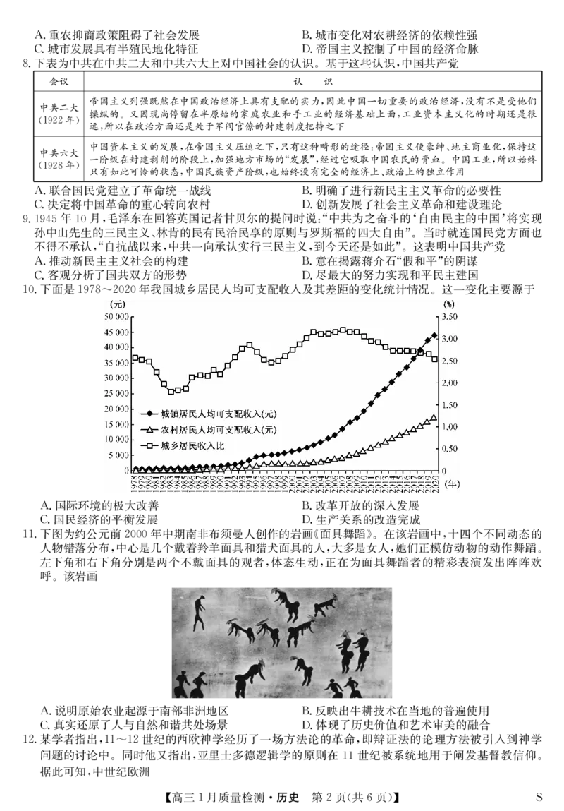历史-1月质量检测（S）_2024年2月_01每日更新_08号_2024届九师联盟高三上学期1月质量检测试_九师联盟2024届高三上学期1月质量检测试历史（S）