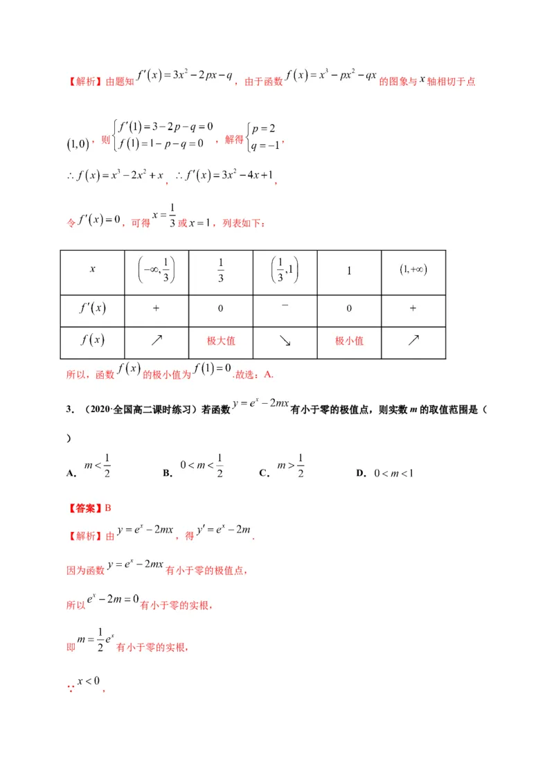 5.3.2函数的极值最大（小）值（解析版）-高二数学同步培优专练（人教A版2019选择性必修第二册）_E015高中全科试卷_数学试题_选修2_02.单元测试