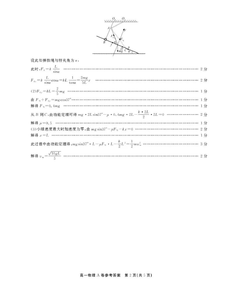 安徽省鼎尖名校2024-2025学年高一下学期5月阶段性检测物理（A）试卷（图片版，含解析）_2024-2025高一（7-7月题库）_2025年6月7.10新增