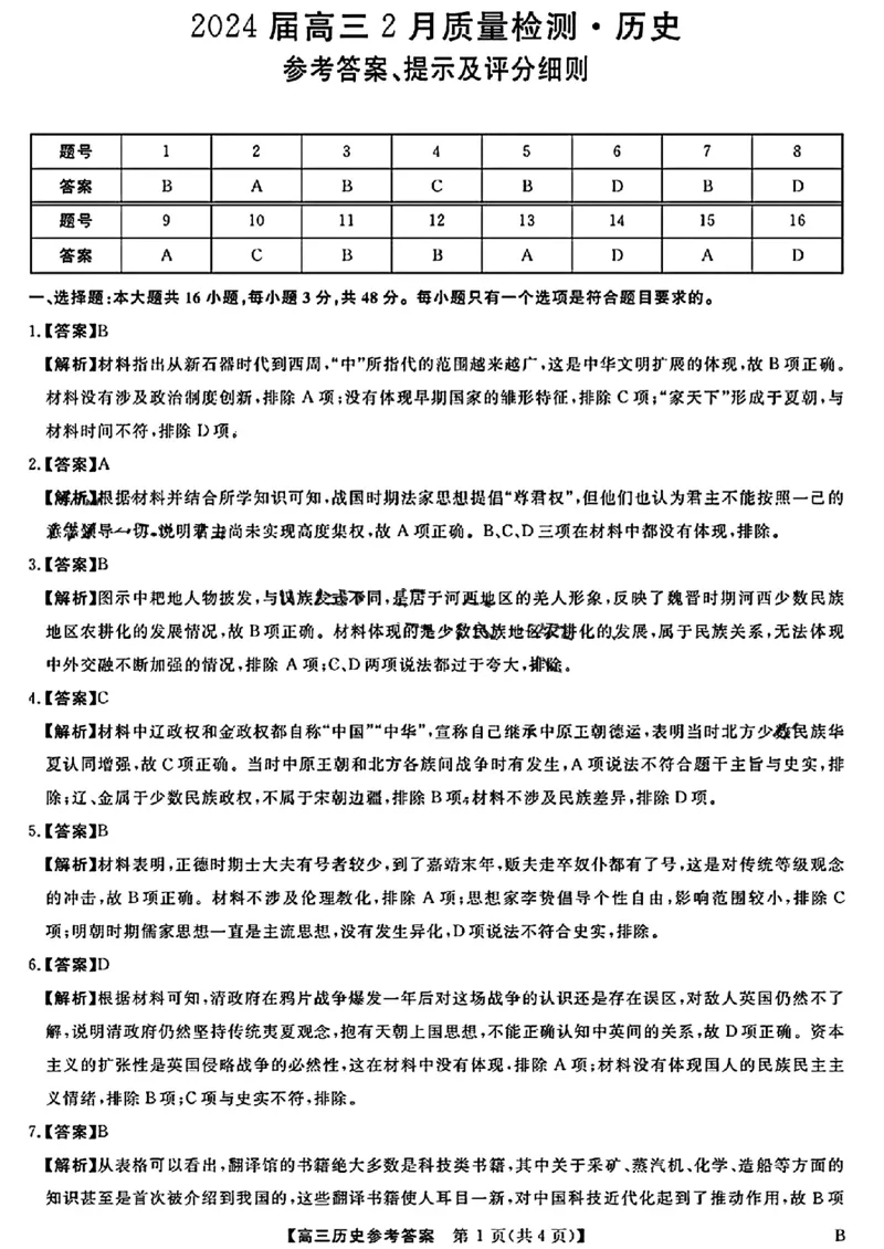 历史-吉林省金科大联考2024届高三2月质量检测(1)_2024年2月_022月合集_2024届吉林省金科大联考高三2月质量检测更新中