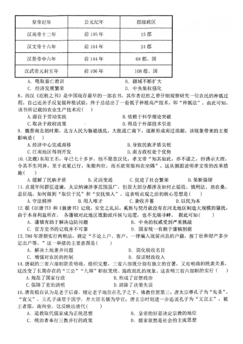 江苏省扬州市高邮市2024-2025学年高一上学期11月期中考试历史试题（图片版含答案）_2024-2025高一（7-7月题库）_2024年12月试卷_1206江苏省扬州市高邮市2024-2025学年高一上学期11月期中考试