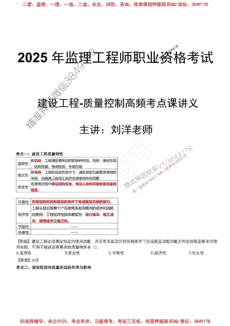 2025年监理土建控制（质量+进度）-刘洋-集训要点_监理工程师_2025监理工程师_2025年监理工程师SVIP_2025年监理土建控制SVIP_05-考前密训✿央企特训✿机构普押
