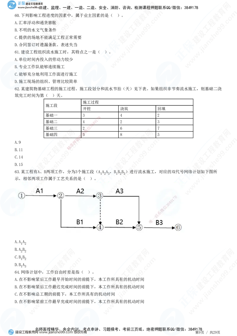 2025监理-土建控制全真预测模拟卷（三）-题目答案分离_监理工程师_2025监理工程师_2025年监理工程师SVIP_2025年监理土建控制SVIP_05-考前密训✿央企特训✿机构普押