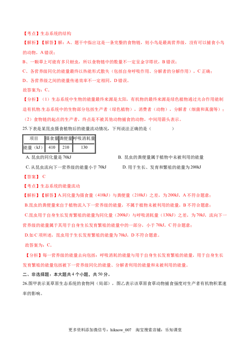 学易金卷：2020-2021学年高二生物上学期期末测试卷01（人教版2019选择性必修2）（解析版）_E015高中全科试卷_生物试题_选修2_4.期末试卷