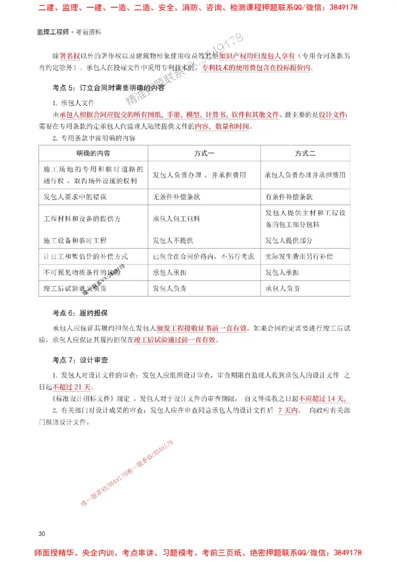 2025年监理工程师考试《合同管理》考前30页纸_监理工程师_2025监理工程师_2025年监理工程师SVIP_2025年监理合同管理SVIP_05-考前密训✿央企特训✿机构普押