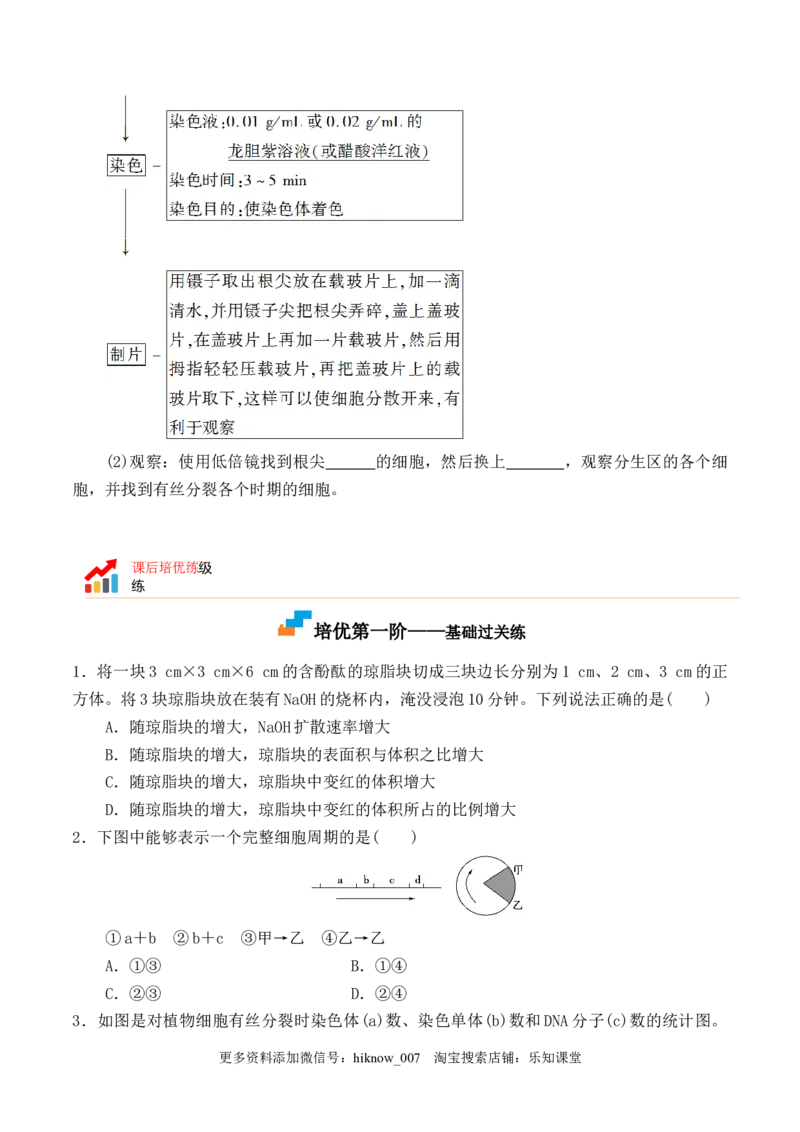 6.1细胞的增殖-2022-2023学年高一生物上学期课后培优分级练（2019人教版必修1）（原卷版）_E015高中全科试卷_生物试题_必修1_2.同步练习_1.同步练习（第一套）